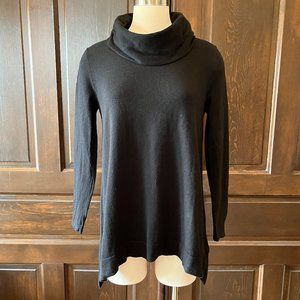 J. Jill Tunic Top Cowl Neck Cotton Blend Solid Black Women's Size M Long Sleeve